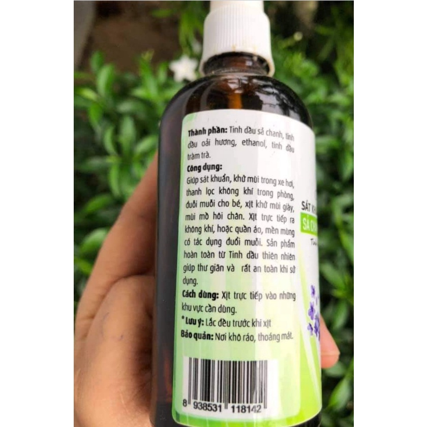 Tinh Dầu Đuỗi Muỗi, Tinh Dầu Xả Lavender Dạng Xịt Lên Da, An Toàn Cho Bé Và Người Lớn