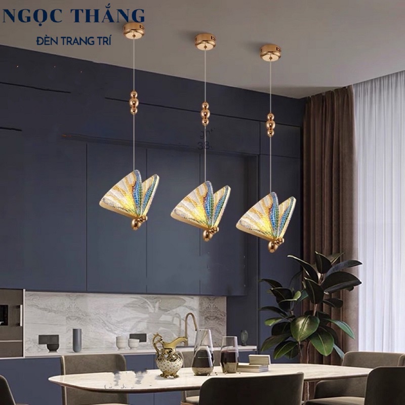 Đèn Led thả trần hình bướm trang trí phòng ngủ bàn ăn 8w Led 3 chế độ màu TPL110 Ngọc Thắng