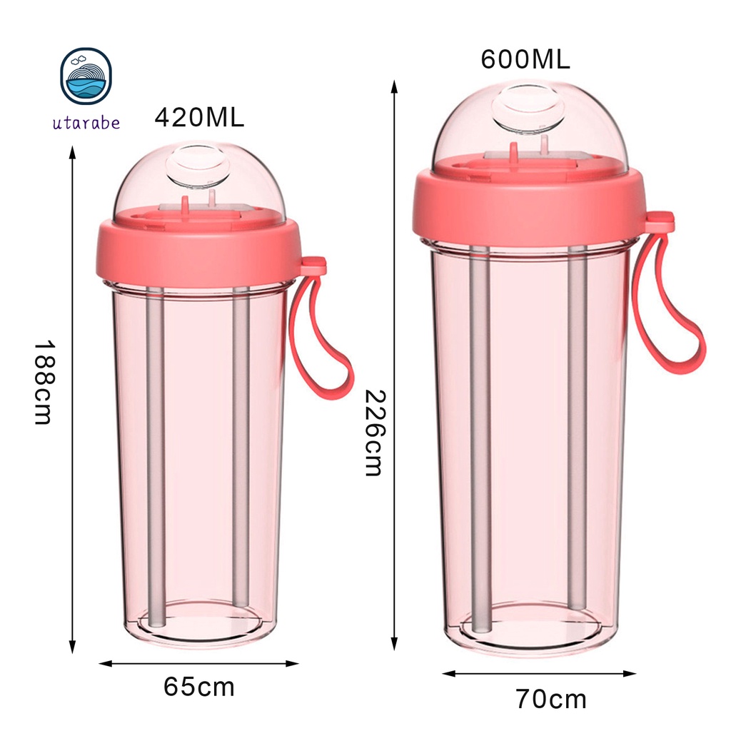 Bình nước có hai ngăn ống hút 420/600ml