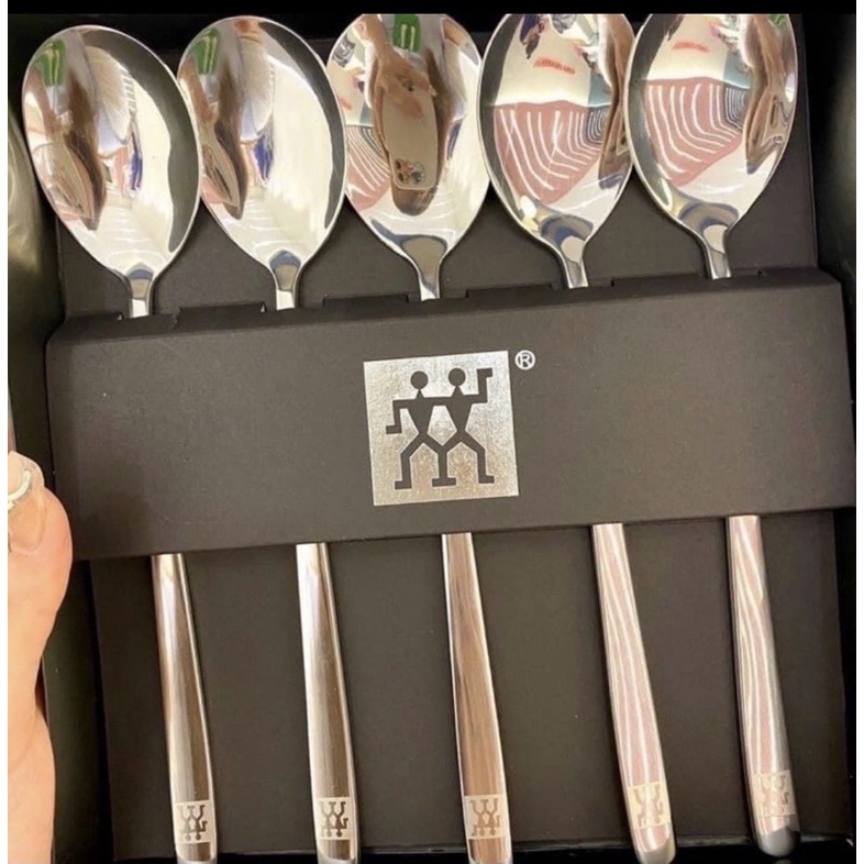 Sét 5 thìa inox có hộp size to loại 1
