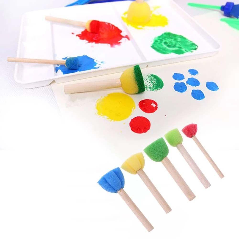 PEWANY Bộ 5 Con Dấu Bằng Xốp Và Gỗ Dùng Vẽ Tranh DIY Dành Cho Trẻ Mẫu Giáo