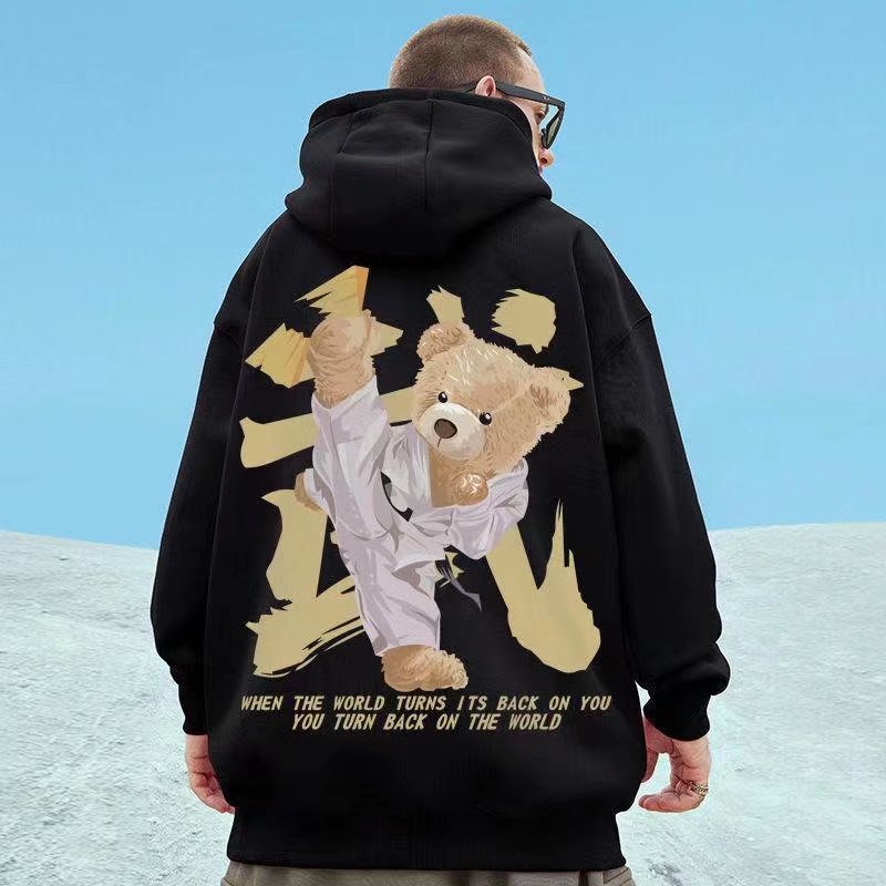 Áo hoodie dáng rộng in họa tiết hoạt hình Kung Fu Panda phong cách Hàn Quốc thời trang cho nam và nữ size M-5XL