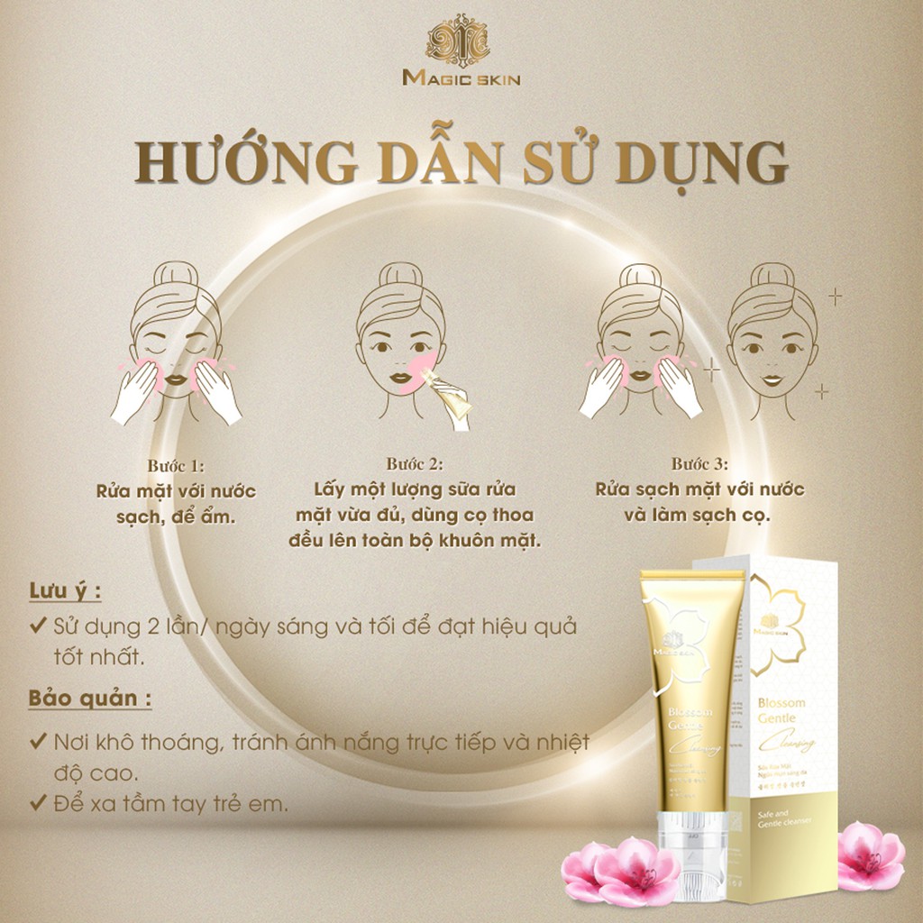 Sữa rửa mặt dịu nhẹ MAGIC SKIN 👍 Blossom Gentle Cleansing 👍 NGỪA MỤN SÁNG DA ✔ CHÍNH HÃNG