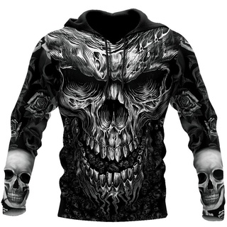  Áo Khoác Hoodie In Hình Đầu Lâu 3D Phong Cách Harajuku Hip Hop Thời Trang Xuân Thu Mới Cho Nam Và Nữ 