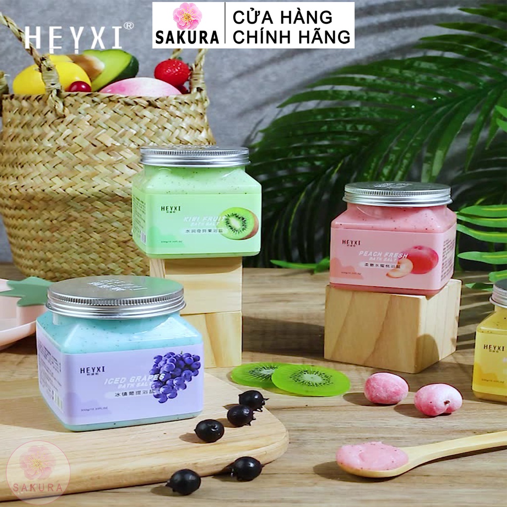 Muối tắm tẩy tế bào chết body toàn thân hoa quả trắng da tẩy da chết body HEYXI siêu HOT SAKURA H4 350g