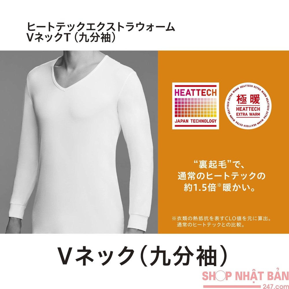 Áo giữ nhiệt nam extra warm Heattech Uni.Qlo nội địa Nhật Bản - cổ tim