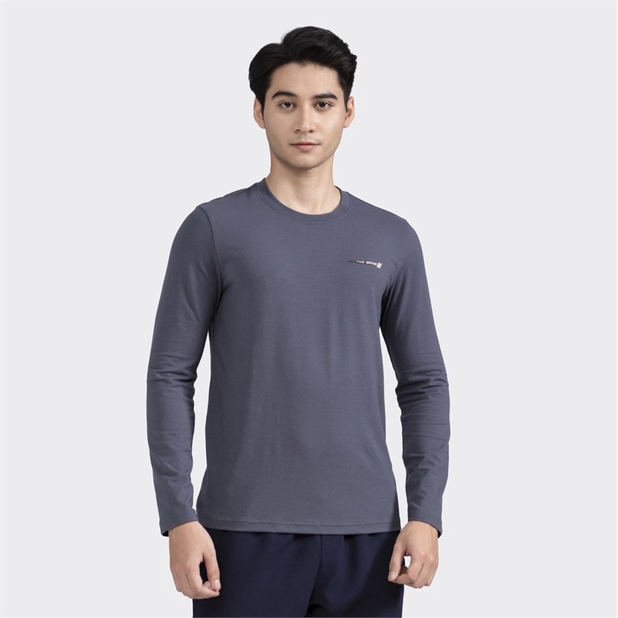 Áo Thun Thu Đông Dài Tay Nam Aristino ALT006W2 Trơn Màu Chất Cotton Cao Cấp dáng Regular Fit Suông Vừa Cổ Tròn