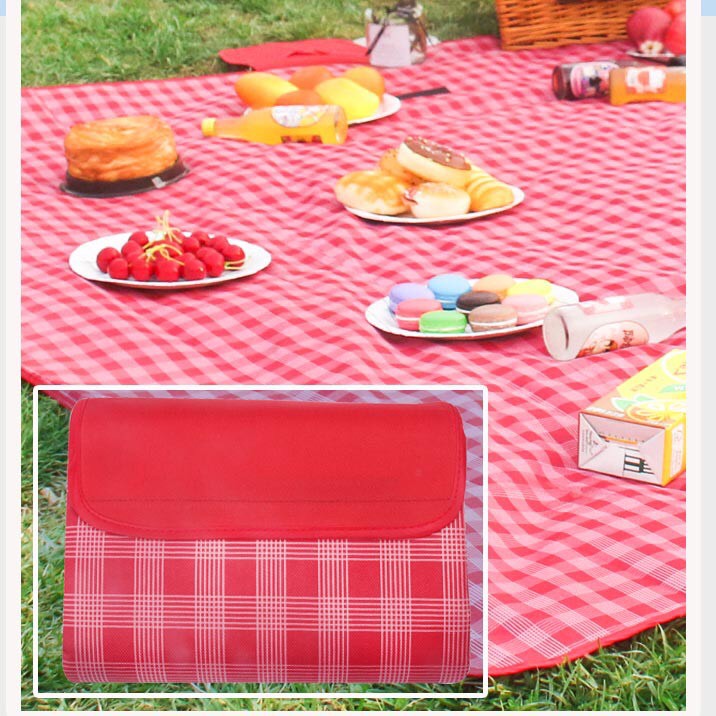 Thảm picnic gấp gọn dã ngoại du lịch cao cấp - Chống thấm nước, họa tiết caro, gấp gọn tiện lợi