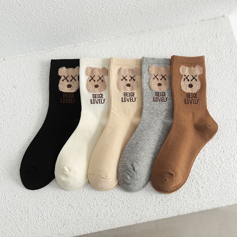 Tất NỮ CỔ CAO hình mặt gấu lông cao cấp siêu cute - covolacotat