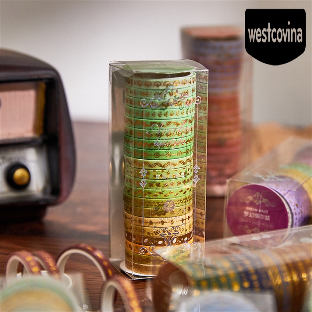 Phương Tây✎Set 20 Cuộn Băng Dính Washi Trong Suốt In Họa Tiết Cổ Điển Dùng Làm Đồ Thủ Công DIY