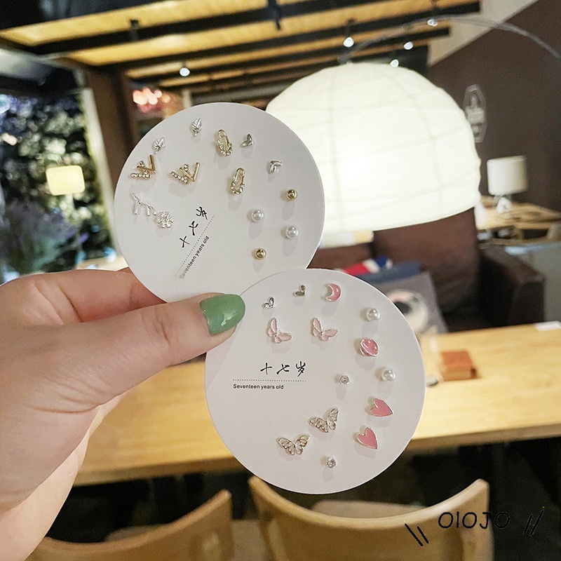 Bộ đôi bông tai bạc S925 đục lỗ đơn giản và thanh lịch cho nữ-olo
