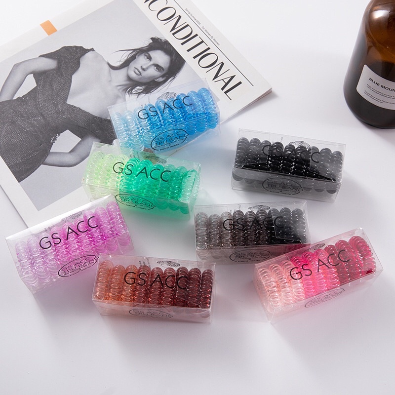 SET BUỘC TÓC LÒ XO MÀU TRONG