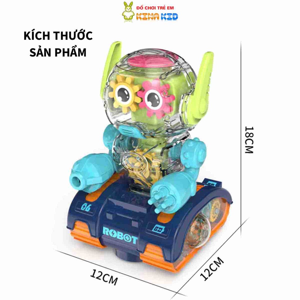 Đồ Chơi Robot Bánh Răng Trong Suốt Gear Gear Robot, Sáng Đèn, Phát Nhạc, Trình Diễn Vui Nhộn Cho Bé