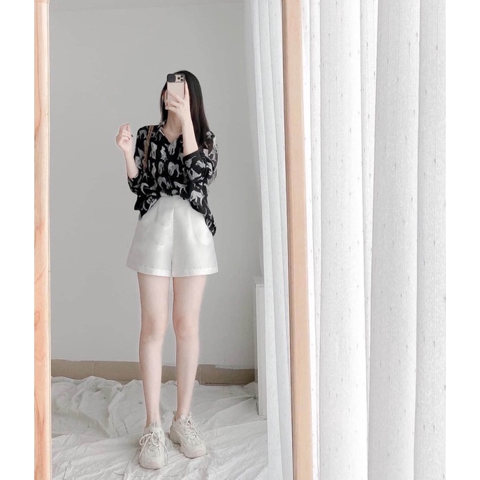Quần short nữ chất tafta phồng ống rộng xòe quần đùi nữ cạp cao lưng cao thời trang Hàn quốc MÃ_111