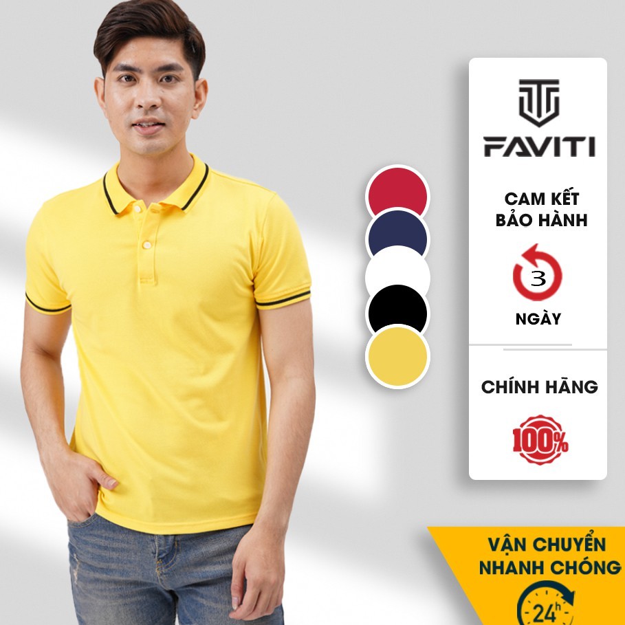 Áo polo nam trơn đẹp áo phông thun nam hàng hiệu màu đen trắng FAVITI AT02 | BigBuy360 - bigbuy360.vn