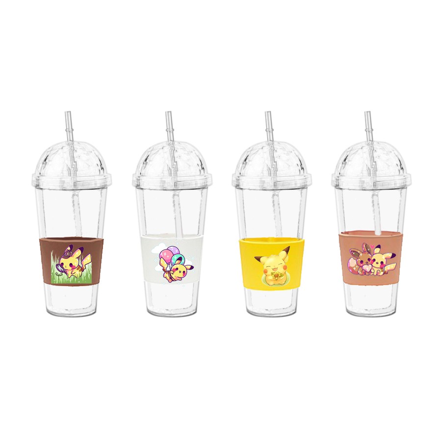 Cốc 2 lớp chuột vàng pu C2DI36 giữ nhiệt ly da pu làm lạnh dễ thương