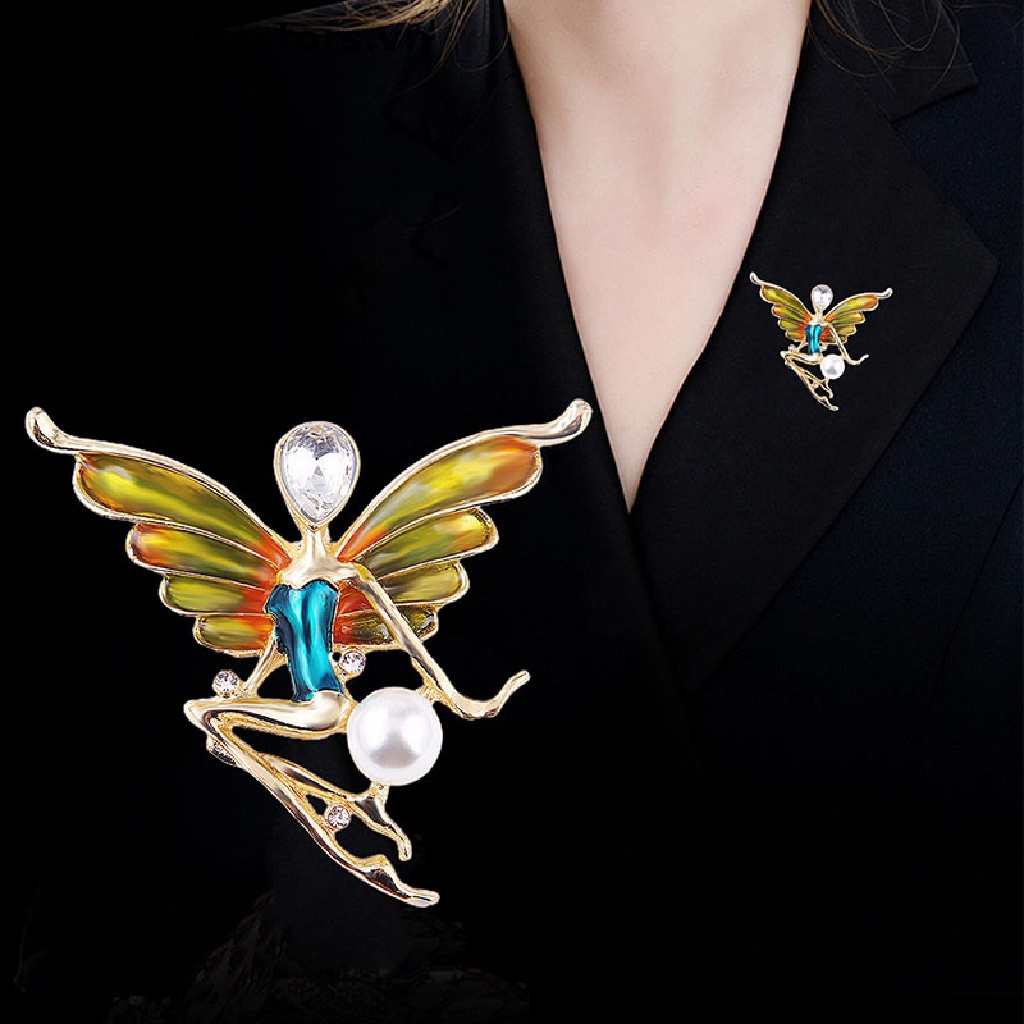 Ghim cài áo hình thiên thần đính ngọc trai nhân tạo thời trang