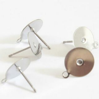 < STUD EARRING 12 mm>  Không rỉ sét- Không chứa Cadmium/ Lead/ Zinc/NickelĐế bông tai kim loại có lỗ trang sức