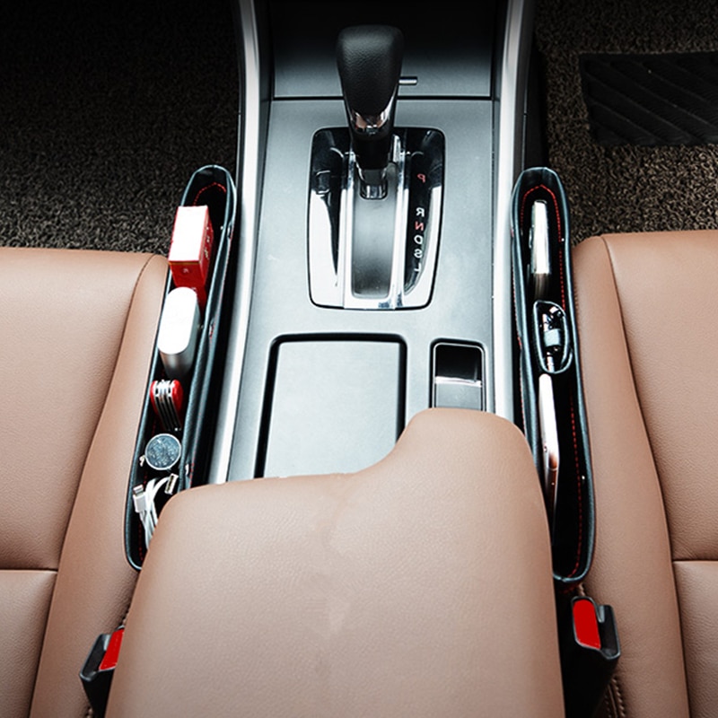 Hot 1 X Túi Da PU Đựng Đồ Gắn Khe Hở Ghế Ngồi Xe Hơi Sắp Xếp Gọn Gàng