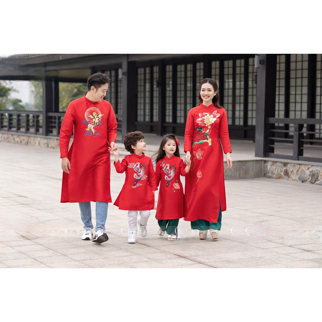 Áo dài cách tân gia đình Năm Mới Đoàn Viên đủ size - L20