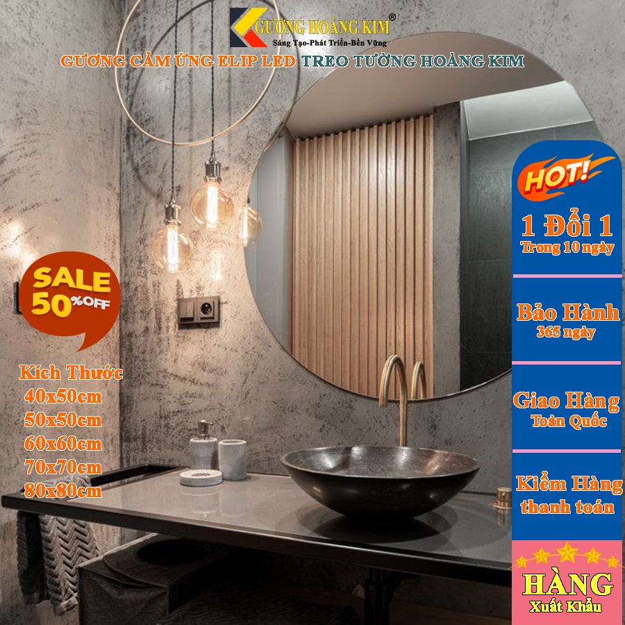 gương tròn soi nhà tắm bàn trang điểm treo tường kích thước tròn 60cm - guonghoangkim mirror D60
