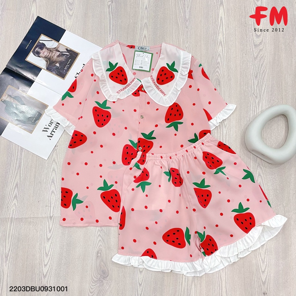 Đồ bộ mặc nhà FM STYLE dễ thương mùa hè quần đùi tay cộc chất lụa mát mịn tạo sự thoái mái dễ chịu 220310001