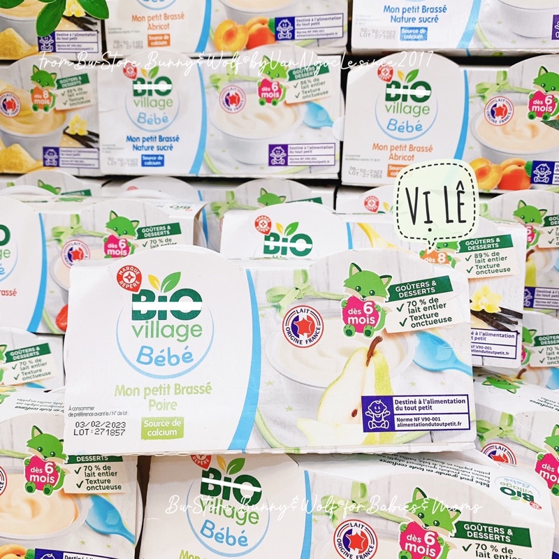 Sữa Chua - Váng Sữa Hữu Cơ Bio Village Bébé Pháp cho bé 6m+ [ BW Store ]
