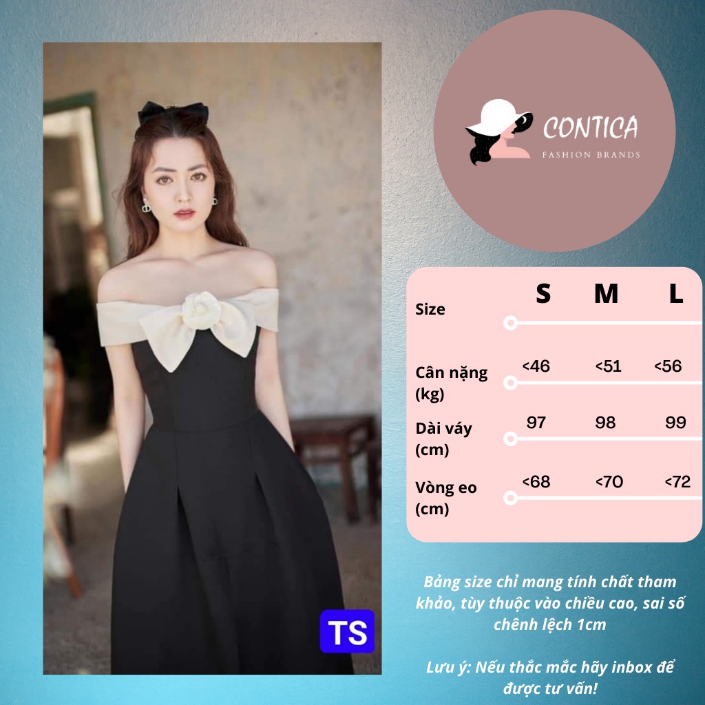 Đầm thiết kế.đầm dự tiệc trễ vai dáng xòe phối lơ sang chảnh | BigBuy360 - bigbuy360.vn