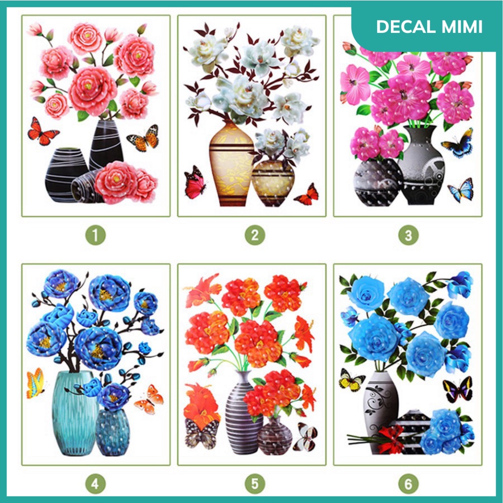 Tranh dán tường 3D hình bình hoa