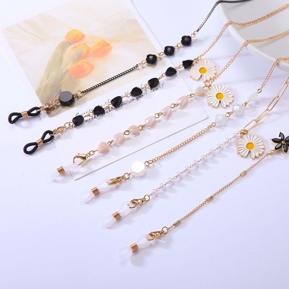 Dây Đeo Mắt Kính Bằng Hợp Kim Chống Trượt Họa Tiết Hoa Cúc Nhiều Màu Sắc