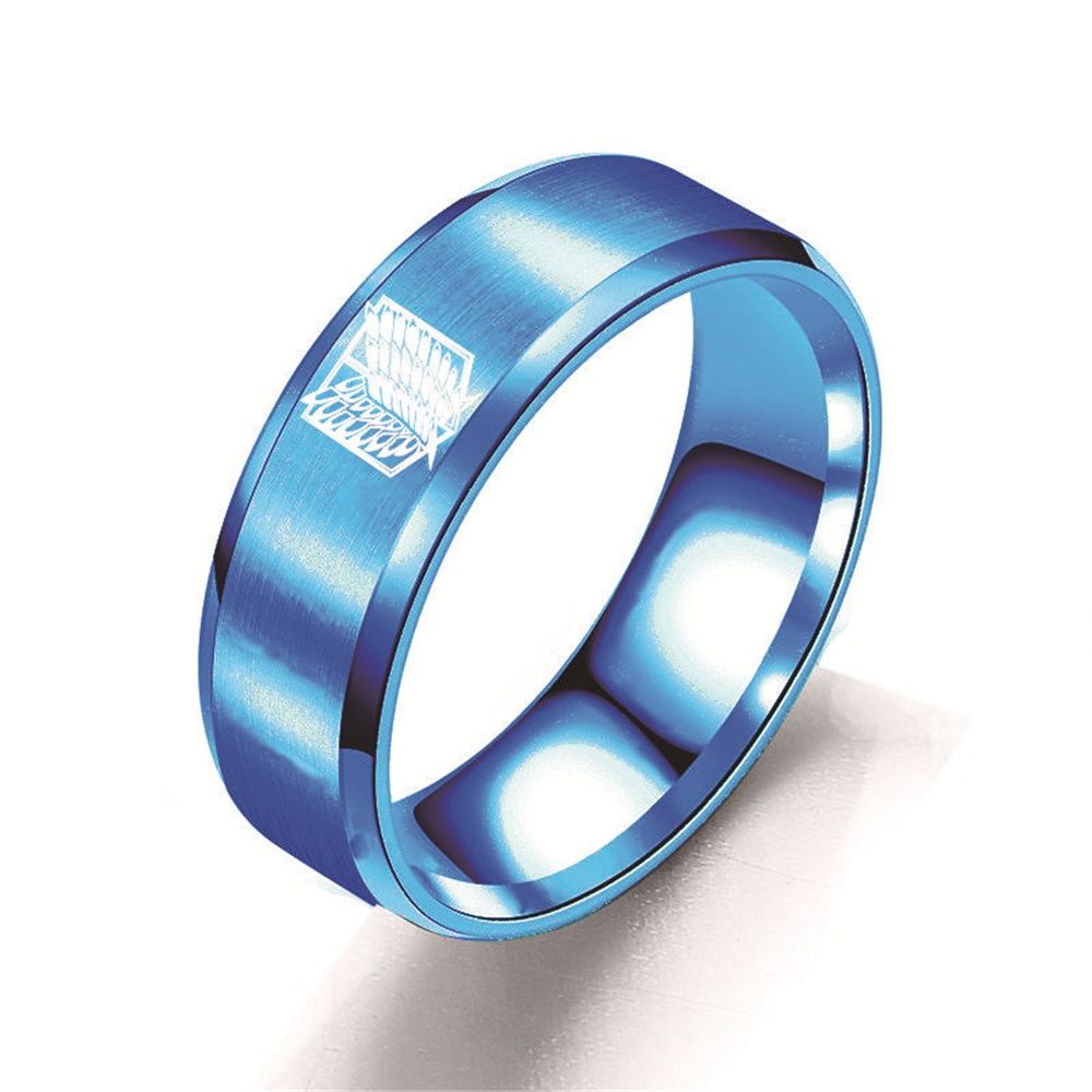 Susans stainless steel ring Anime merchandise attack giant wings of freedom Black Sliver