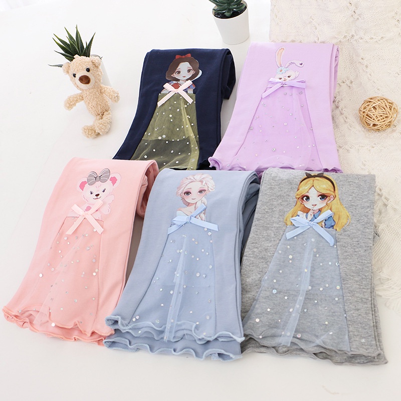 Quần Legging Công Chúa In Họa Tiết Hoạt Hình Cho Bé Gái