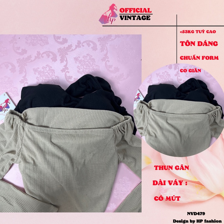 Đầm body trễ vai nhún, váy bẹt vai  thun gân màu đen sang chảnh dự tiệc hàn quốc VD479