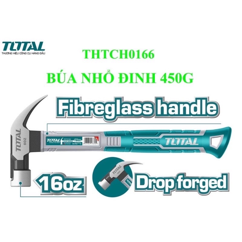 450Gam Búa nhổ Đinh (sừng dê) có nam châm hút đinh Total THTCH0166