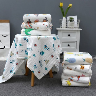 Khăn Choàng Cổ Bằng cotton Hai Lớp Họa Tiết Hoạt Hình Cho Bé