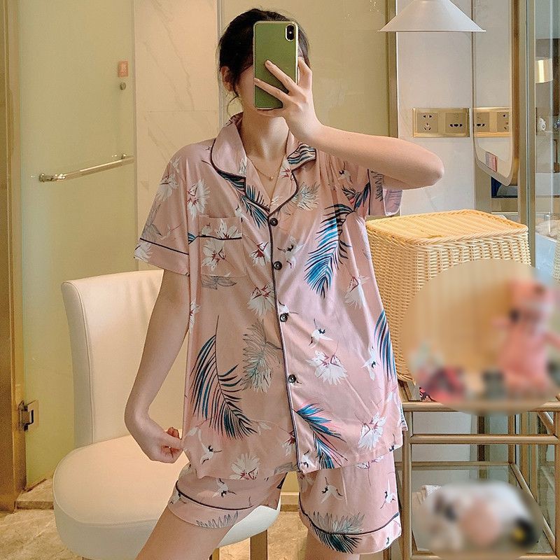 Bộ đồ ngủ ngắn tay in họa tiết hoạt hình đáng yêu cho nữ | BigBuy360 - bigbuy360.vn