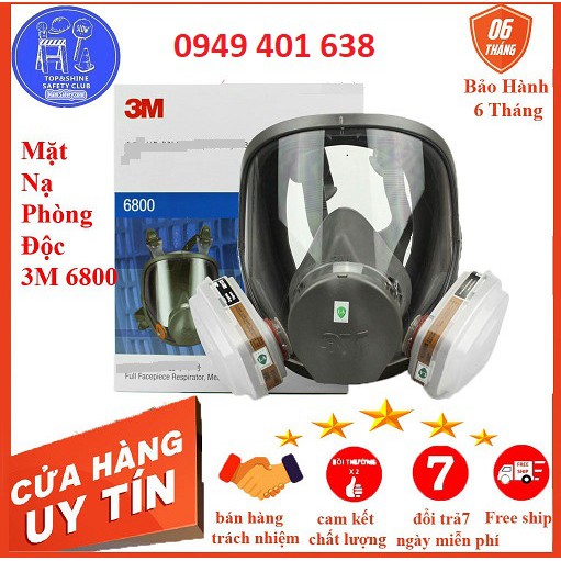 mặt nạ phòng độc (Hàng Mỹ) 3M6800 chống độc, phun sơn, thuốc sâu, phòng cháy