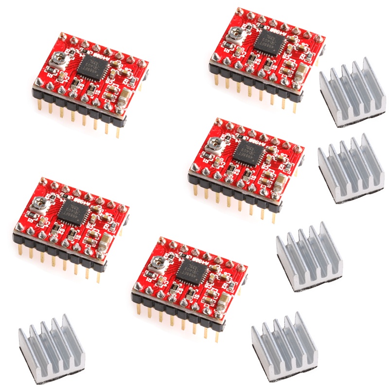 Bộ 5 Mô Đun Điều Khiển Động Cơ Bước A4988 + Bộ Tản Nhiệt Cho RepRap 3D Ramps