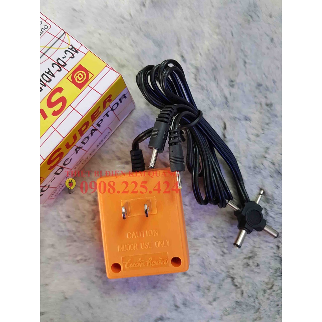 AC-DC Adapter đa năng SUPER 1080 450MA 3-12V, 6 đầu ra đảo cực được (màu cam)