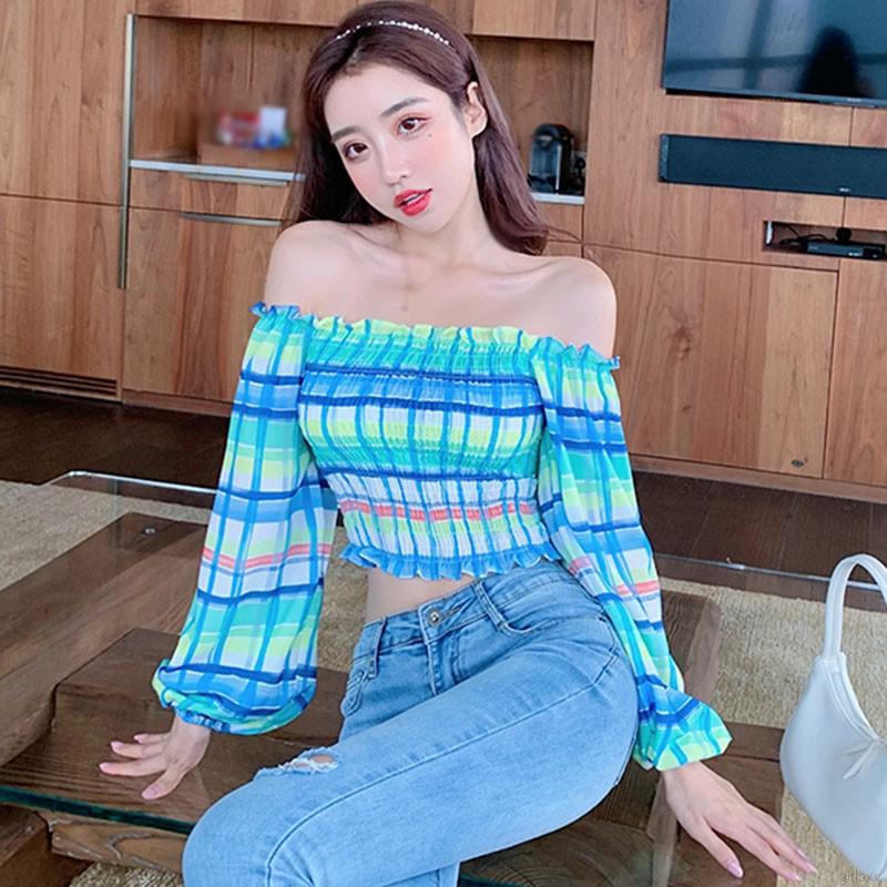 Áo Sơ Mi Dài Tay Hở Eo Họa Tiết Ca Rô Thời Trang Cho Nữ | BigBuy360 - bigbuy360.vn