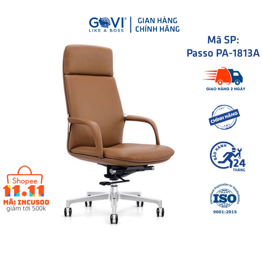 Ghế lãnh đạo GOVI Passo PA-1813A Da bò Italy nhập khẩu