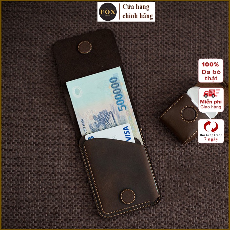 ví nam mini FL14, ví sen da bò cao cấp, bóp nam thiết kế nhỏ gọn đơn giản, bảo hành da 06 tháng - Fox Leather