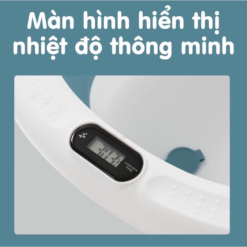 Chậu tắm gấp gọn kèm phao có nhiệt kế   chính hãng cao cấp.