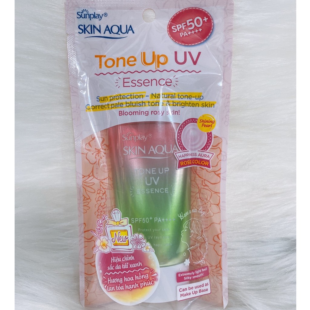 Tinh chất chống nắng nâng tông dành cho da khô/thường Sunplay Skin Aqua Tone Up UV Essence Happiness Aura (Rose)50g