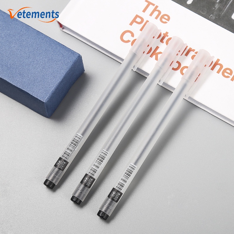1 Set Bút Mực Gel Nhám Ngòi Bút 0.5mm Vỏ Carbon Dẻo Màu Đen Trơn Dành Cho Học Sinh