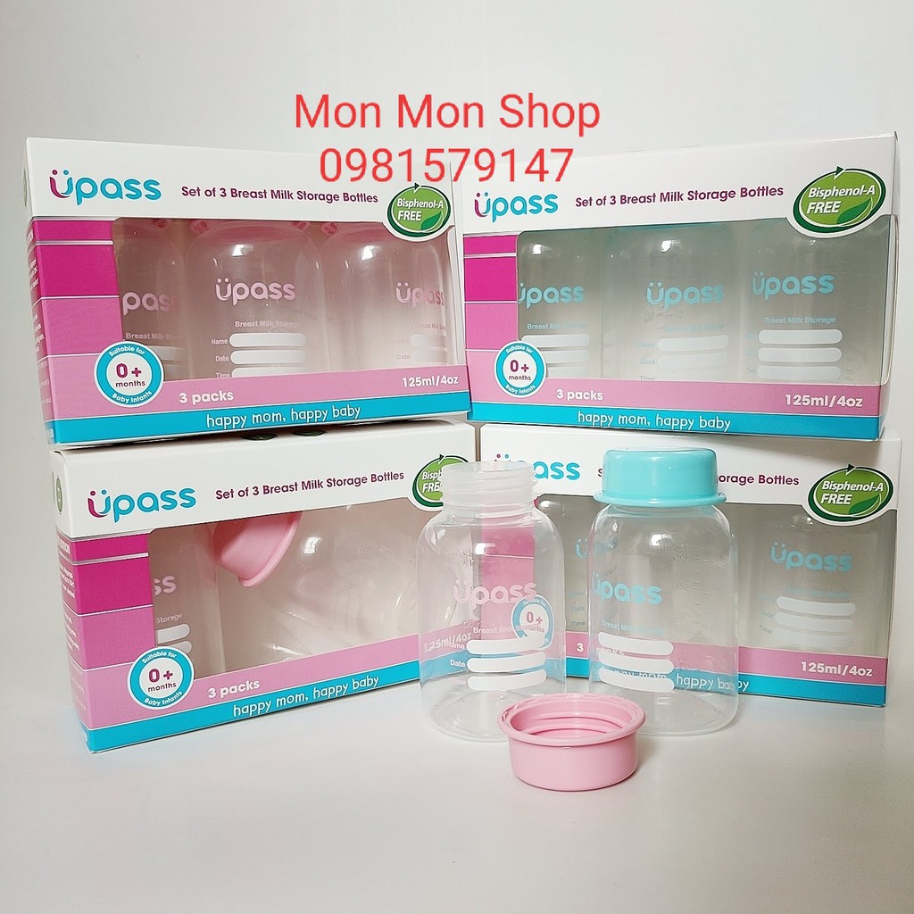 Set bình trữ sữa Upass Thái Lan 125ml nhựa an toàn cho bé