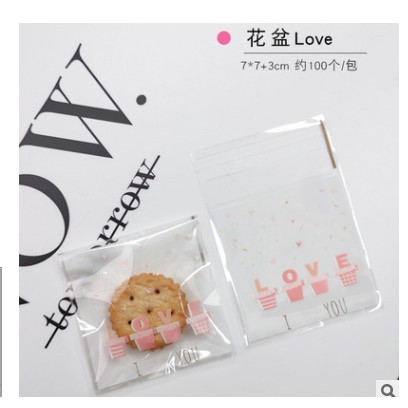 Set 10, 20, 50 túi kiếng dán đựng bánh cookie, quà tặng Sweet time, gấu heo thỏ, love... 7 x 7 cm