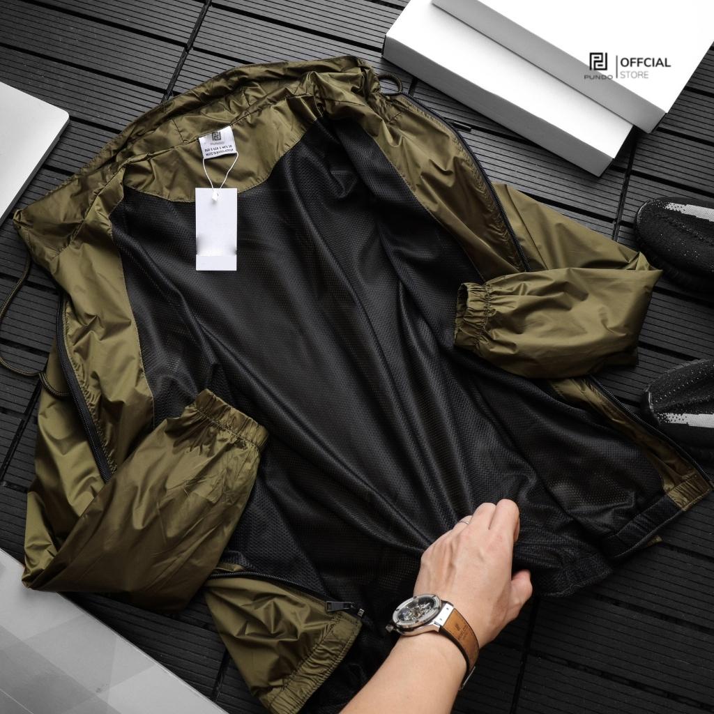Áo khoác dù nam 2 lớp chống nắng nước có túi trong PUNDO màu basic thời trang dễ phối AKPD09