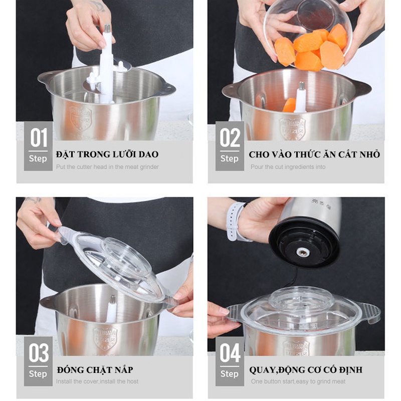 Máy xay thịt đa năng máy xay thịt máy xay tỏi ớt 2L Máy xay tiêu, xay hạt ngũ cốc, xay cafe đa năng