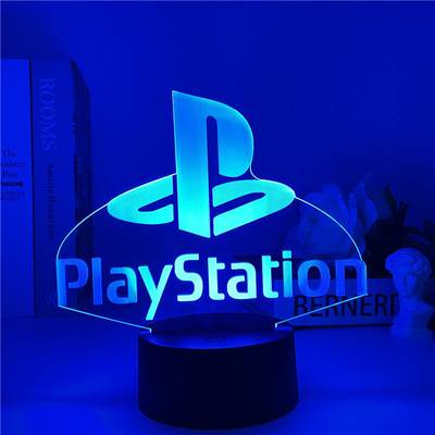 Đèn Ngủ 3D Logo Game PlayStation Có Điều Khiển Từ Xa Trang Trí Phòng Ngủ Cho Bé